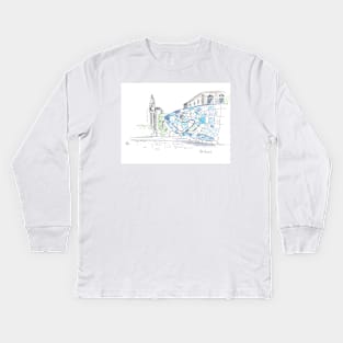 The Big Fish, Belfast pen drawing Kids Long Sleeve T-Shirt